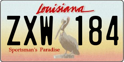 LA license plate ZXW184