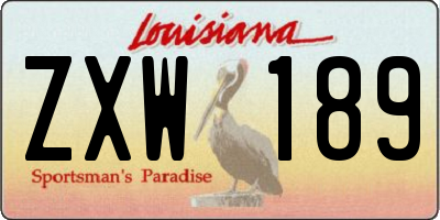 LA license plate ZXW189