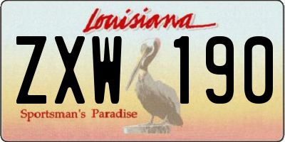 LA license plate ZXW190