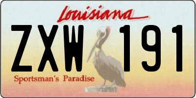 LA license plate ZXW191