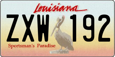 LA license plate ZXW192