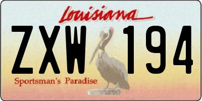 LA license plate ZXW194