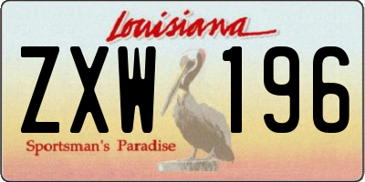 LA license plate ZXW196