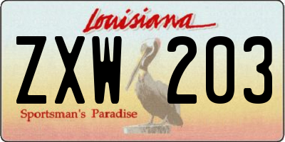 LA license plate ZXW203