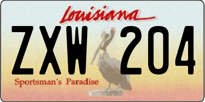LA license plate ZXW204