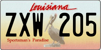 LA license plate ZXW205