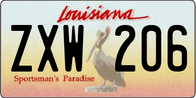 LA license plate ZXW206