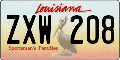 LA license plate ZXW208