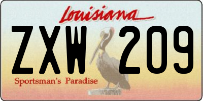 LA license plate ZXW209