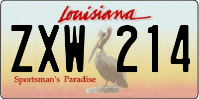 LA license plate ZXW214
