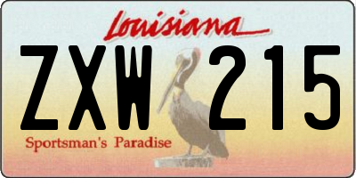 LA license plate ZXW215