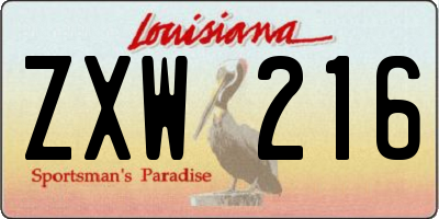 LA license plate ZXW216