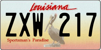 LA license plate ZXW217