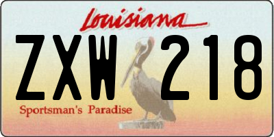 LA license plate ZXW218