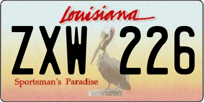 LA license plate ZXW226