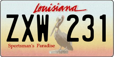 LA license plate ZXW231