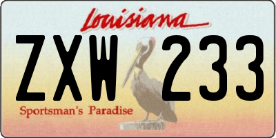 LA license plate ZXW233