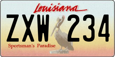 LA license plate ZXW234