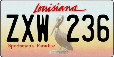 LA license plate ZXW236
