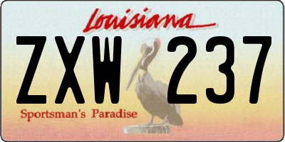 LA license plate ZXW237