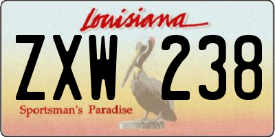 LA license plate ZXW238