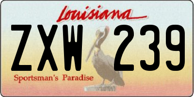 LA license plate ZXW239