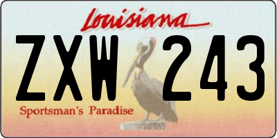 LA license plate ZXW243