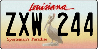 LA license plate ZXW244