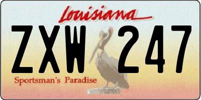 LA license plate ZXW247
