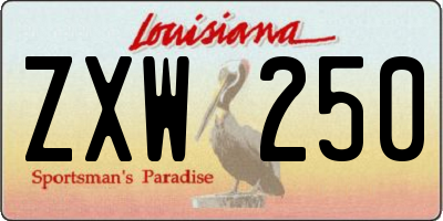 LA license plate ZXW250