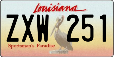 LA license plate ZXW251