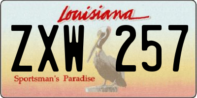 LA license plate ZXW257