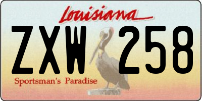 LA license plate ZXW258