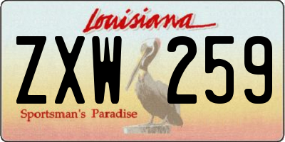 LA license plate ZXW259
