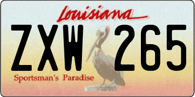 LA license plate ZXW265