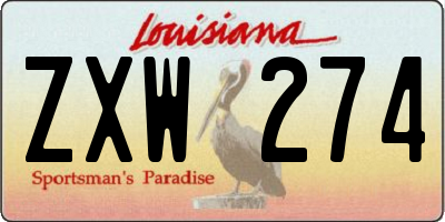 LA license plate ZXW274