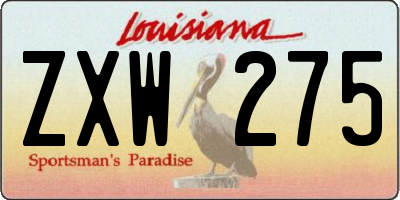 LA license plate ZXW275