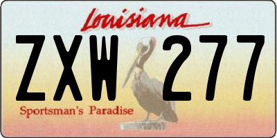 LA license plate ZXW277