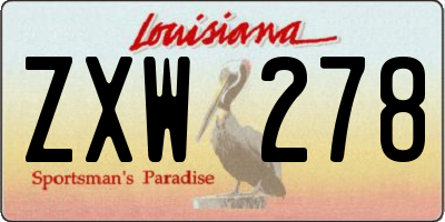 LA license plate ZXW278