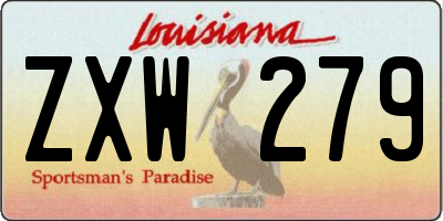 LA license plate ZXW279