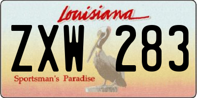 LA license plate ZXW283