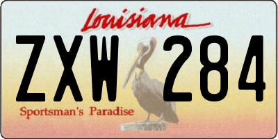 LA license plate ZXW284
