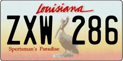 LA license plate ZXW286