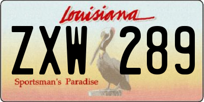 LA license plate ZXW289