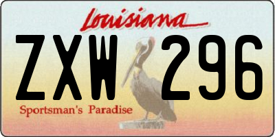 LA license plate ZXW296
