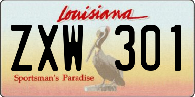 LA license plate ZXW301