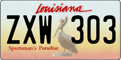 LA license plate ZXW303