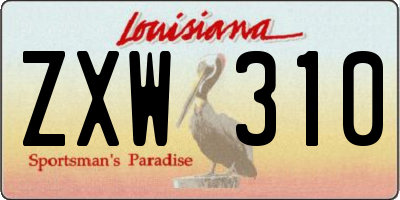 LA license plate ZXW310