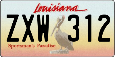 LA license plate ZXW312
