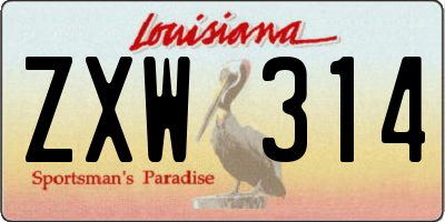 LA license plate ZXW314